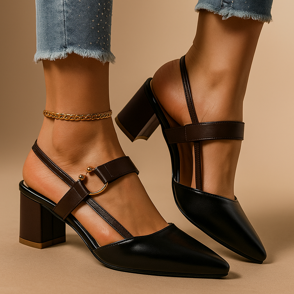 Évelyne | Slingback con tacco largo e cinturino con anello