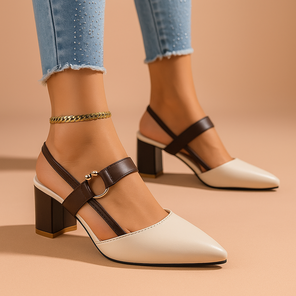 Évelyne | Slingback con tacco largo e cinturino con anello