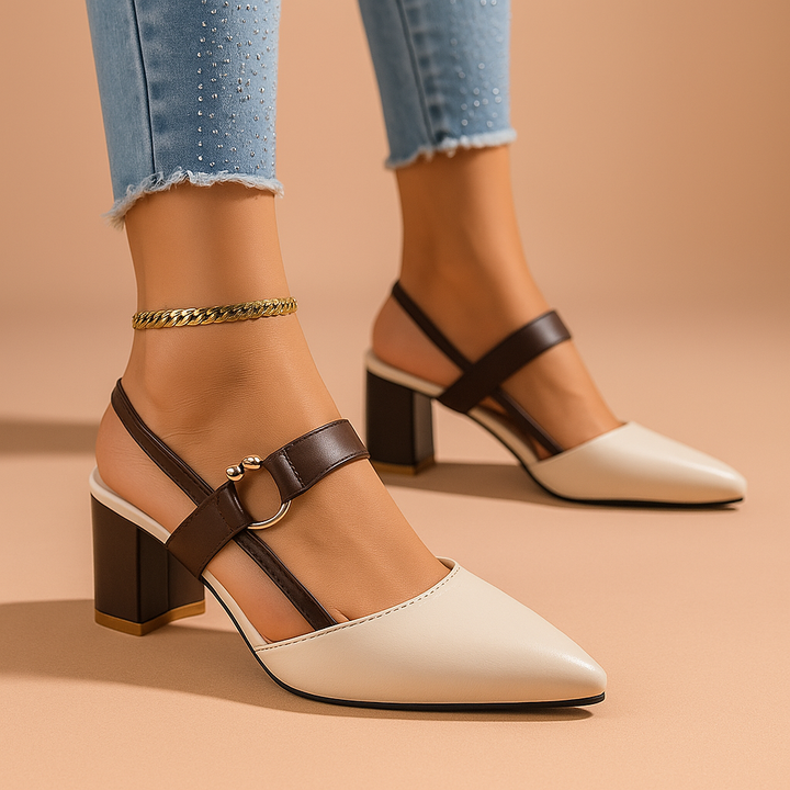 Évelyne | Slingback con tacco largo e cinturino con anello