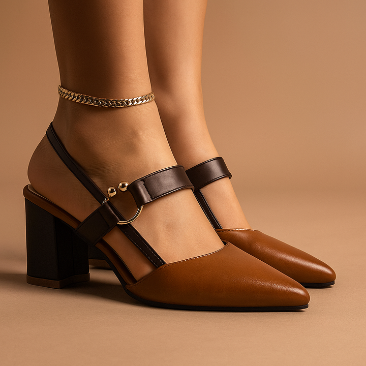 Évelyne | Slingback con tacco largo e cinturino con anello