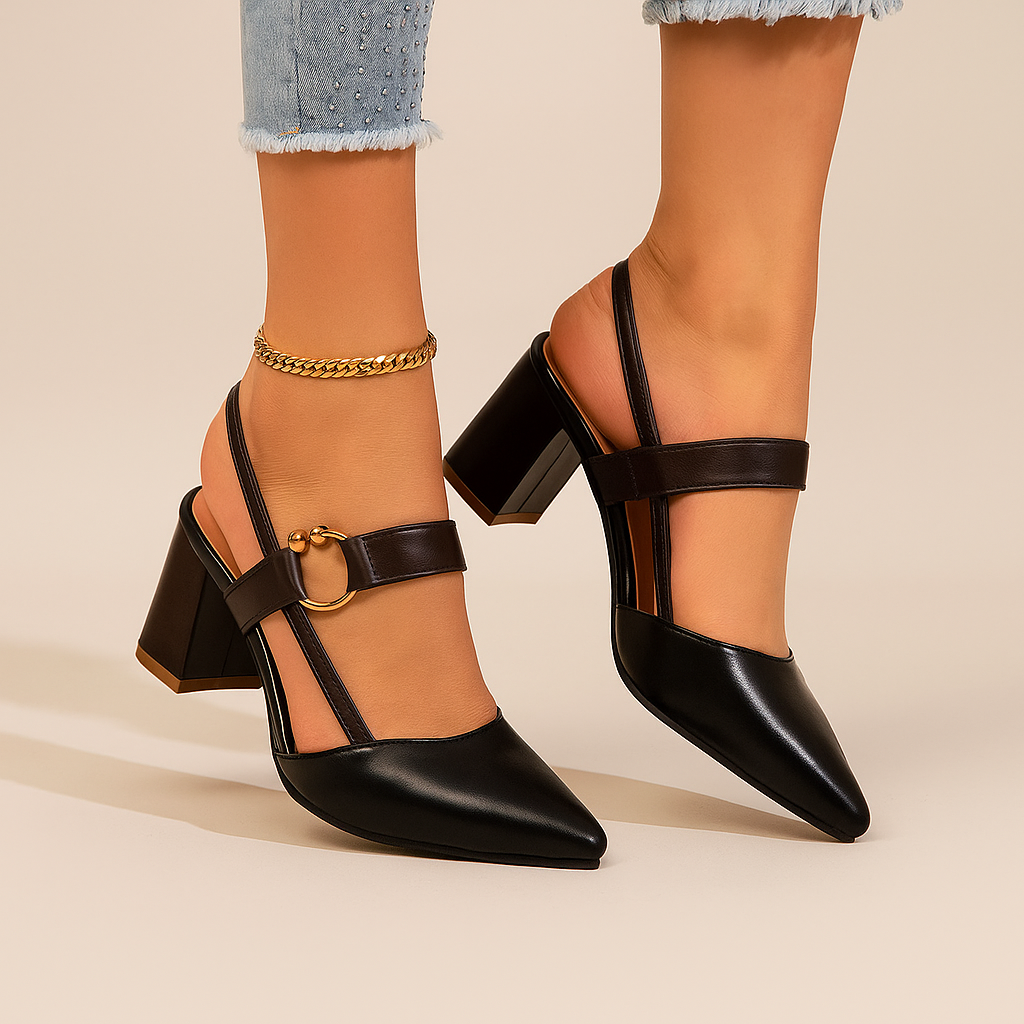 Évelyne | Slingback con tacco largo e cinturino con anello