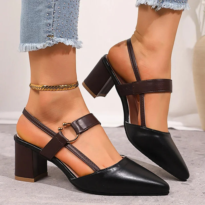 Évelyne | Slingback con tacco largo e cinturino con anello