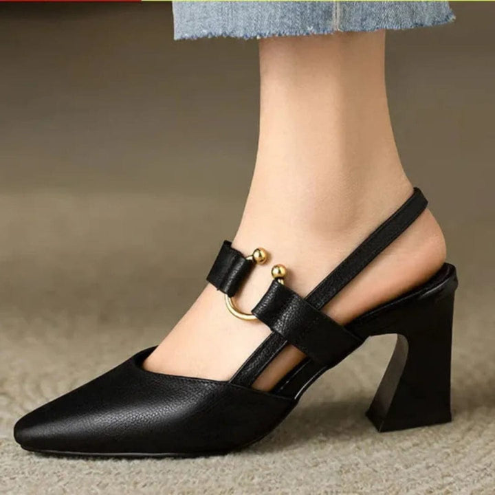 Odile | Gold-Tone Ring Slingback Pumps
