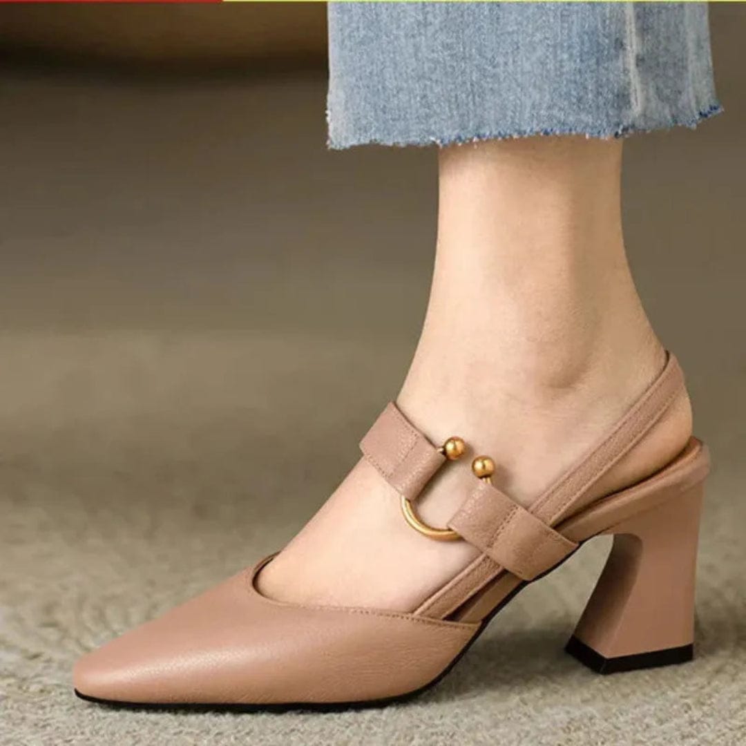 Odile | Gold-Tone Ring Slingback Pumps