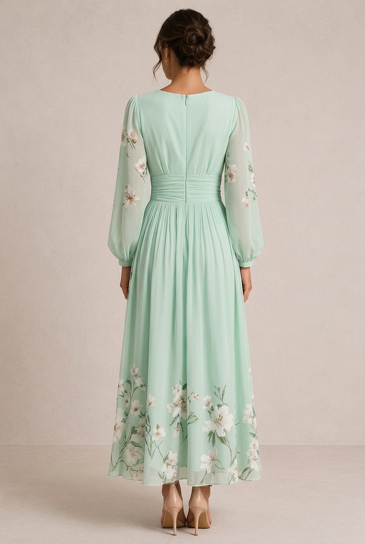 Venira | Vestido floral verde midi