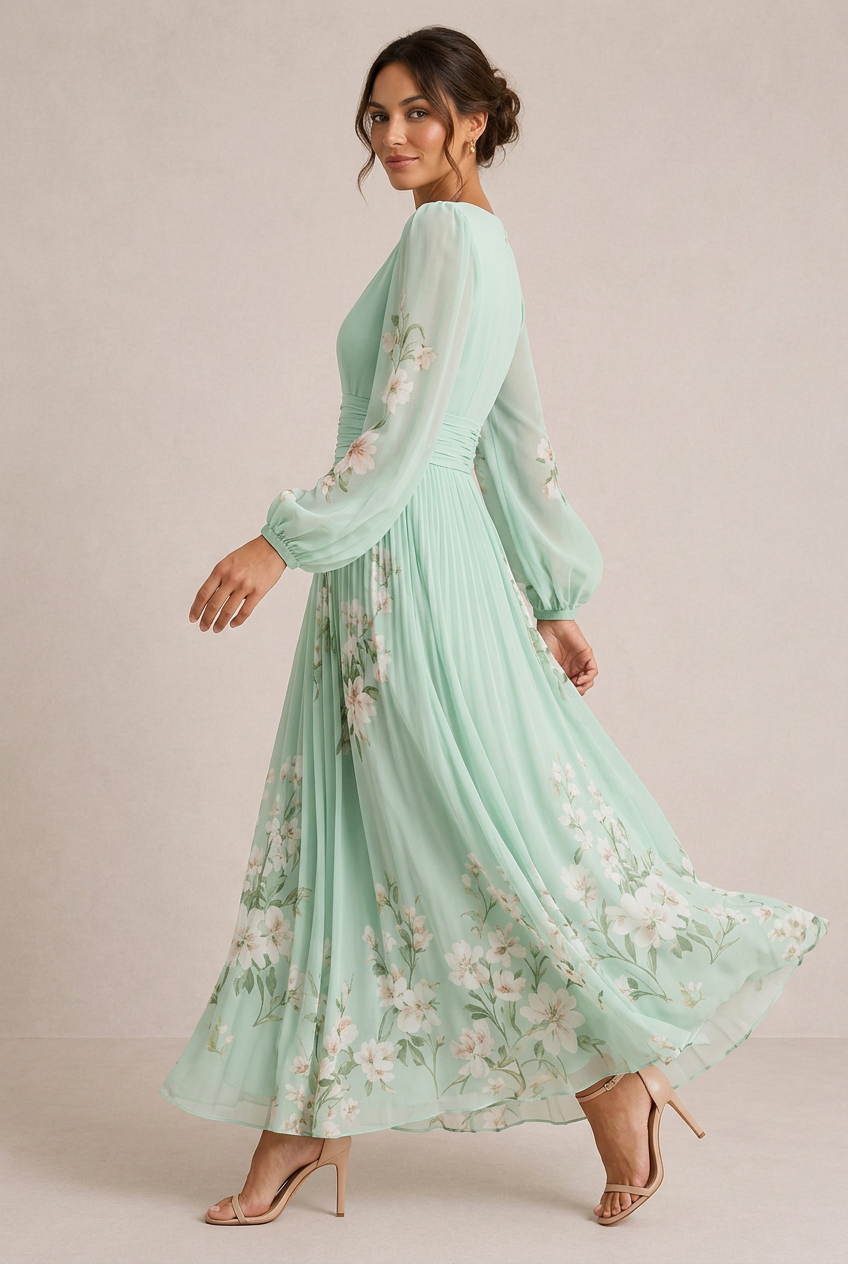 Venira | Vestido floral verde midi