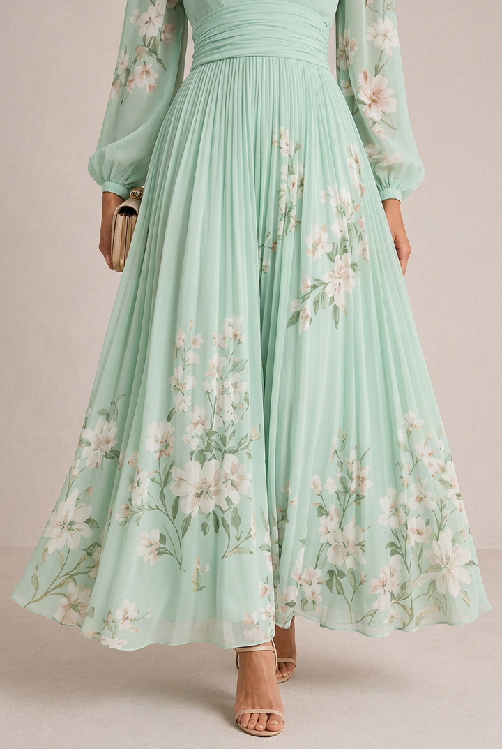 Venira | Vestido floral verde midi