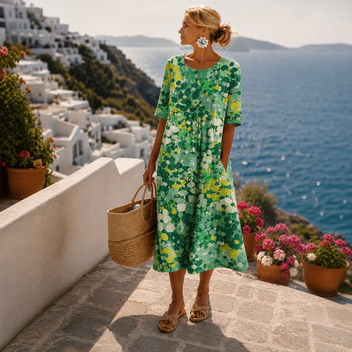 Elena | Vestido midi floral, ligero y fluido