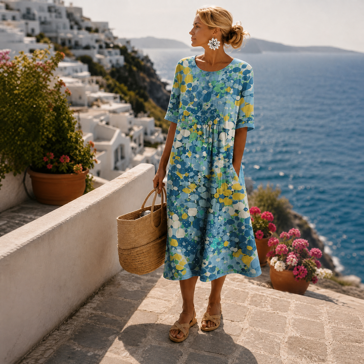 Elena | Vestido midi floral, ligero y fluido