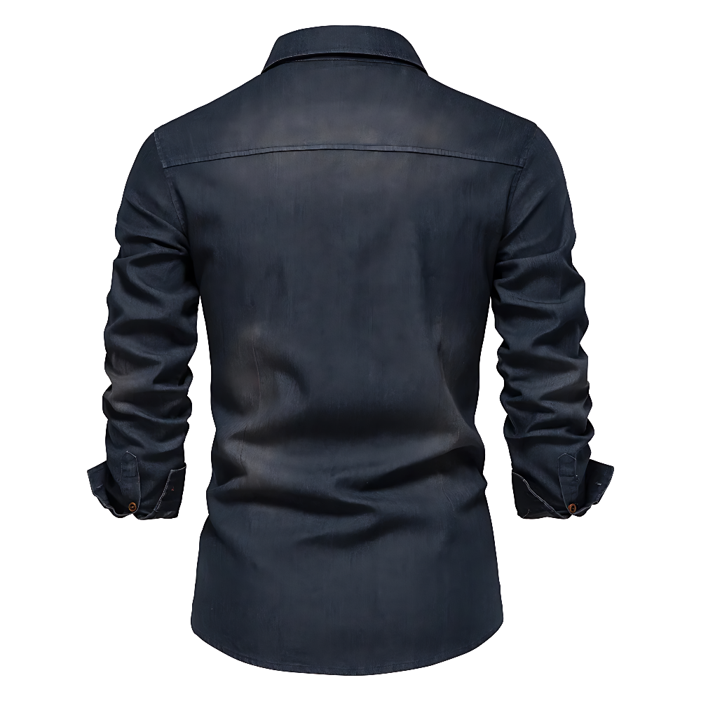 Herenoverhemd van denimlook met twee zakken