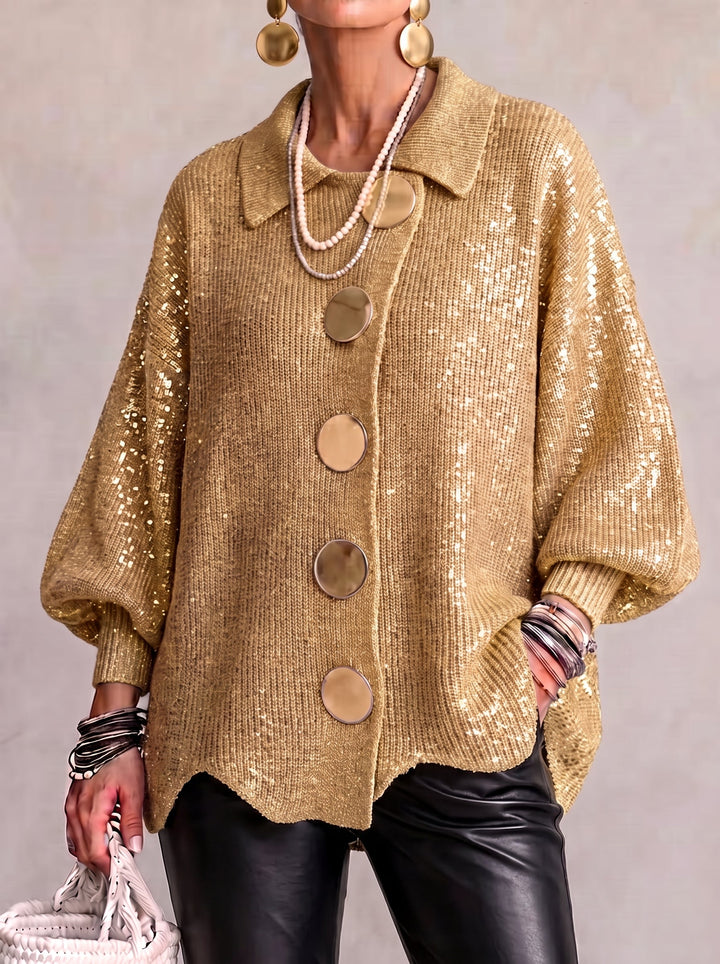 Ortensia | Oversized Cardigan with Golden Buttons