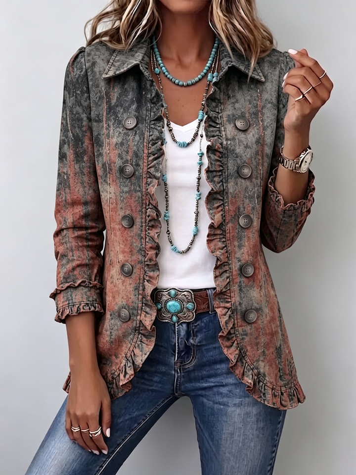 Vincenza | Chaqueta texturizada degradada con volantes