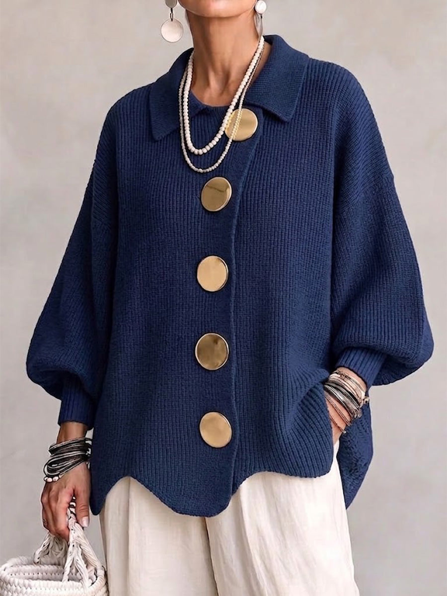 Ortensia | Oversized Cardigan with Golden Buttons