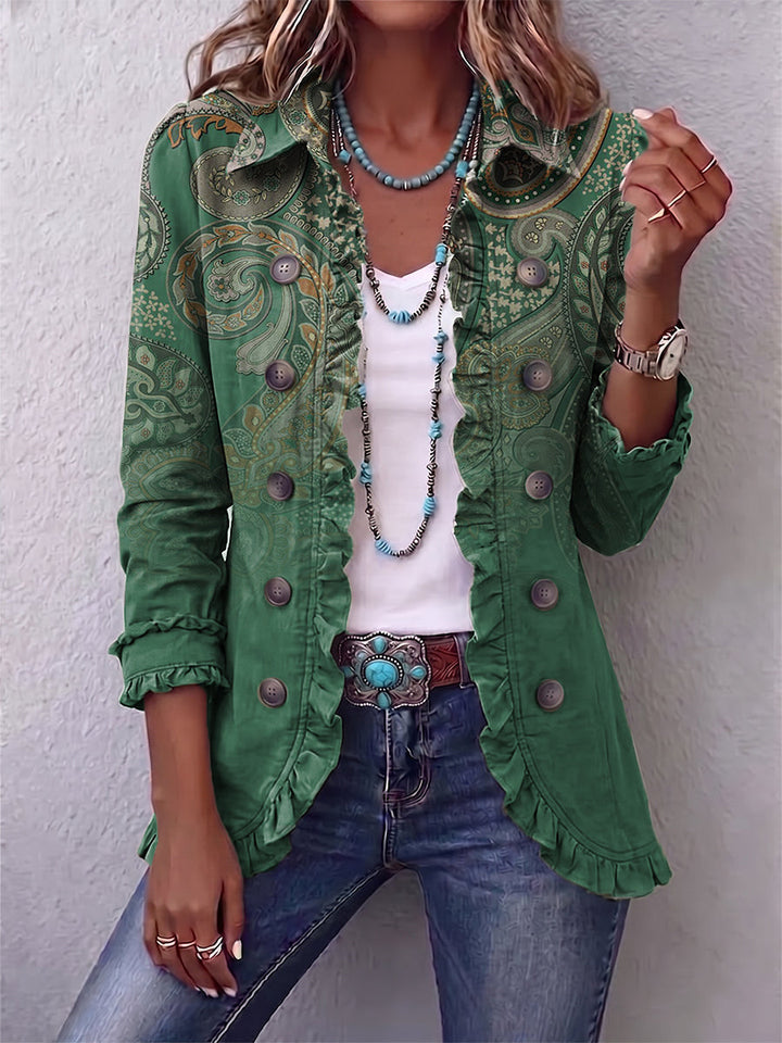 Addolorata | Grüne Rüschenjacke mit Paisleymuster
