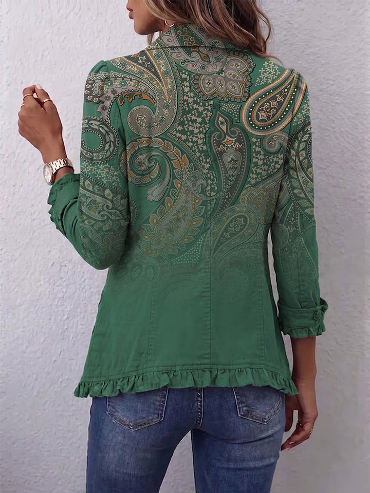 Addolorata | Grüne Rüschenjacke mit Paisleymuster