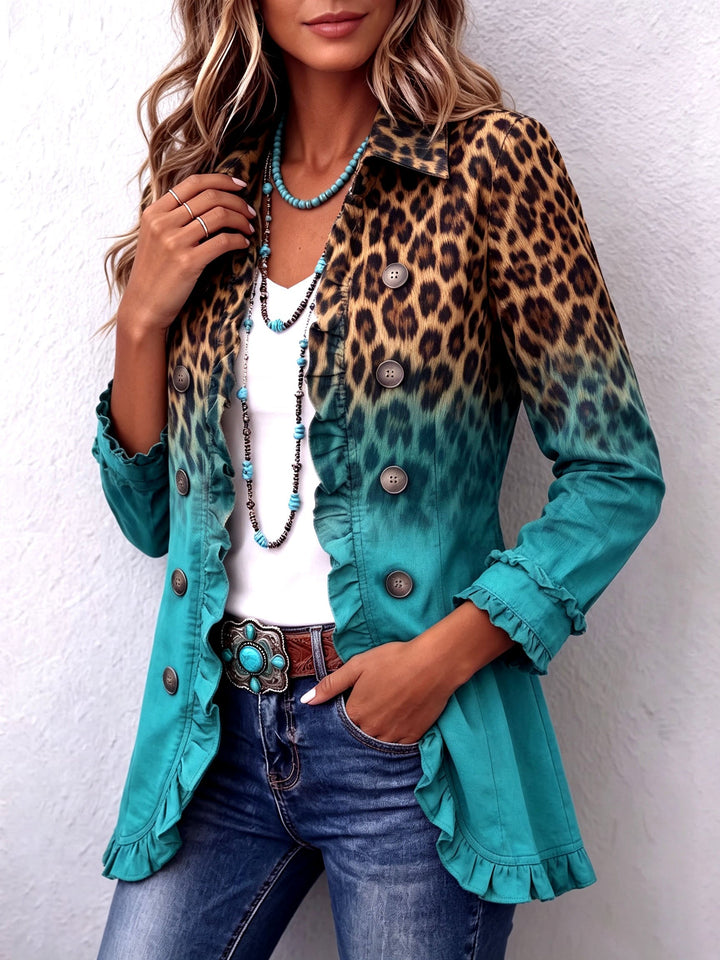 Giuseppina | Blazer de folhos com padrão leopardo ombré