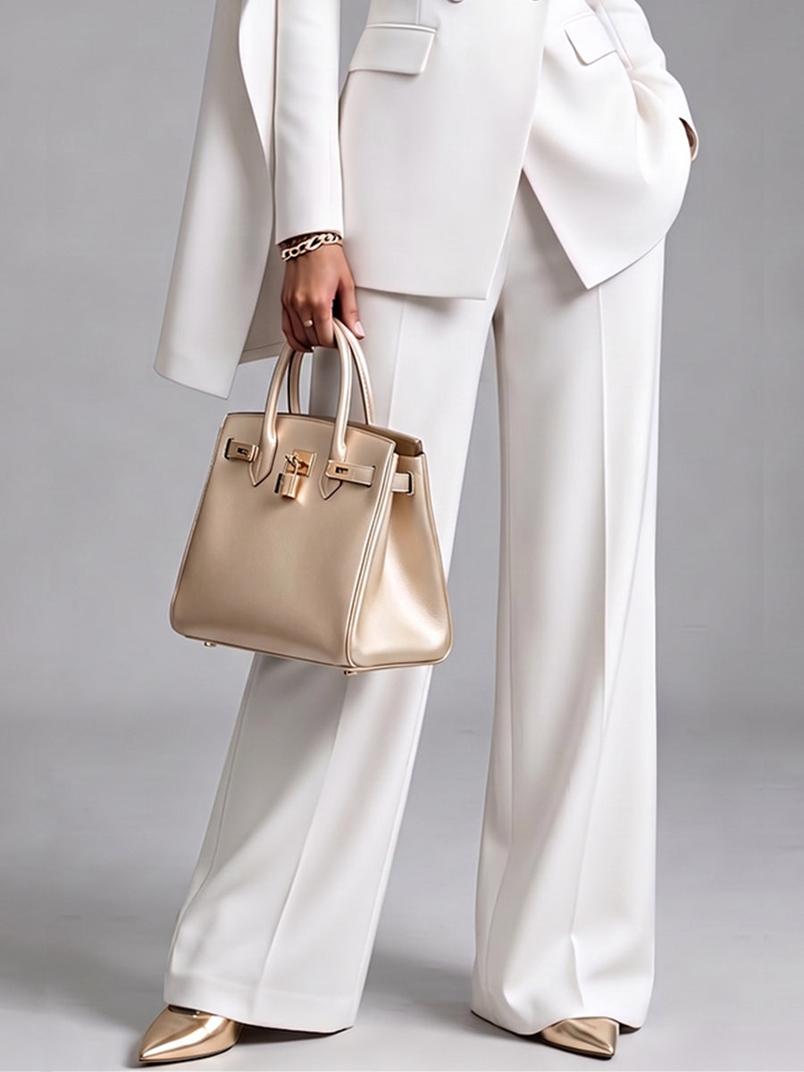 Nicoletta | Conjunto de blazer tipo capa asimétrica y pantalón de pierna ancha