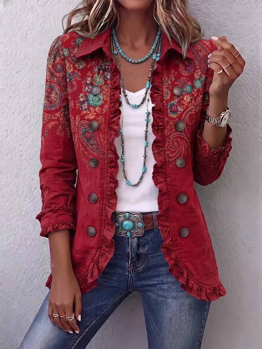 Serafina | Jacke mit Paisleymuster und Rüschen