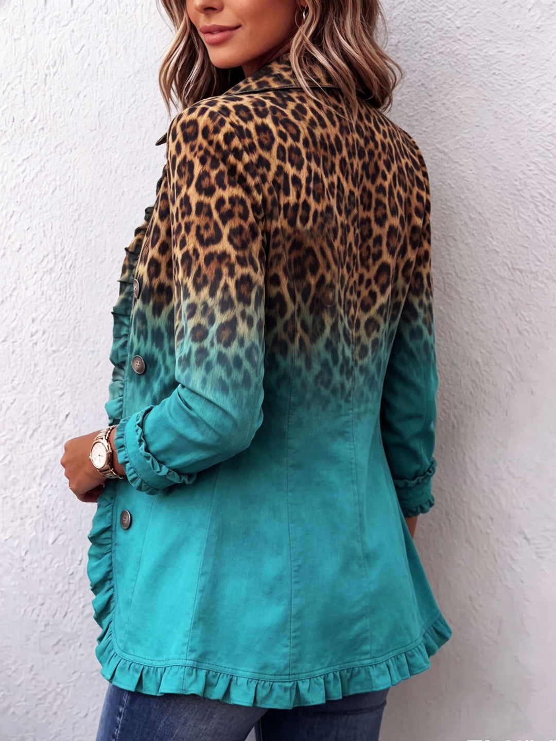 Giuseppina | Blazer de folhos com padrão leopardo ombré