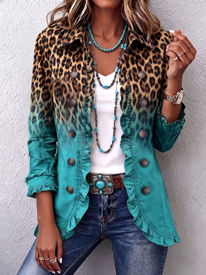 Giuseppina | Blazer de folhos com padrão leopardo ombré