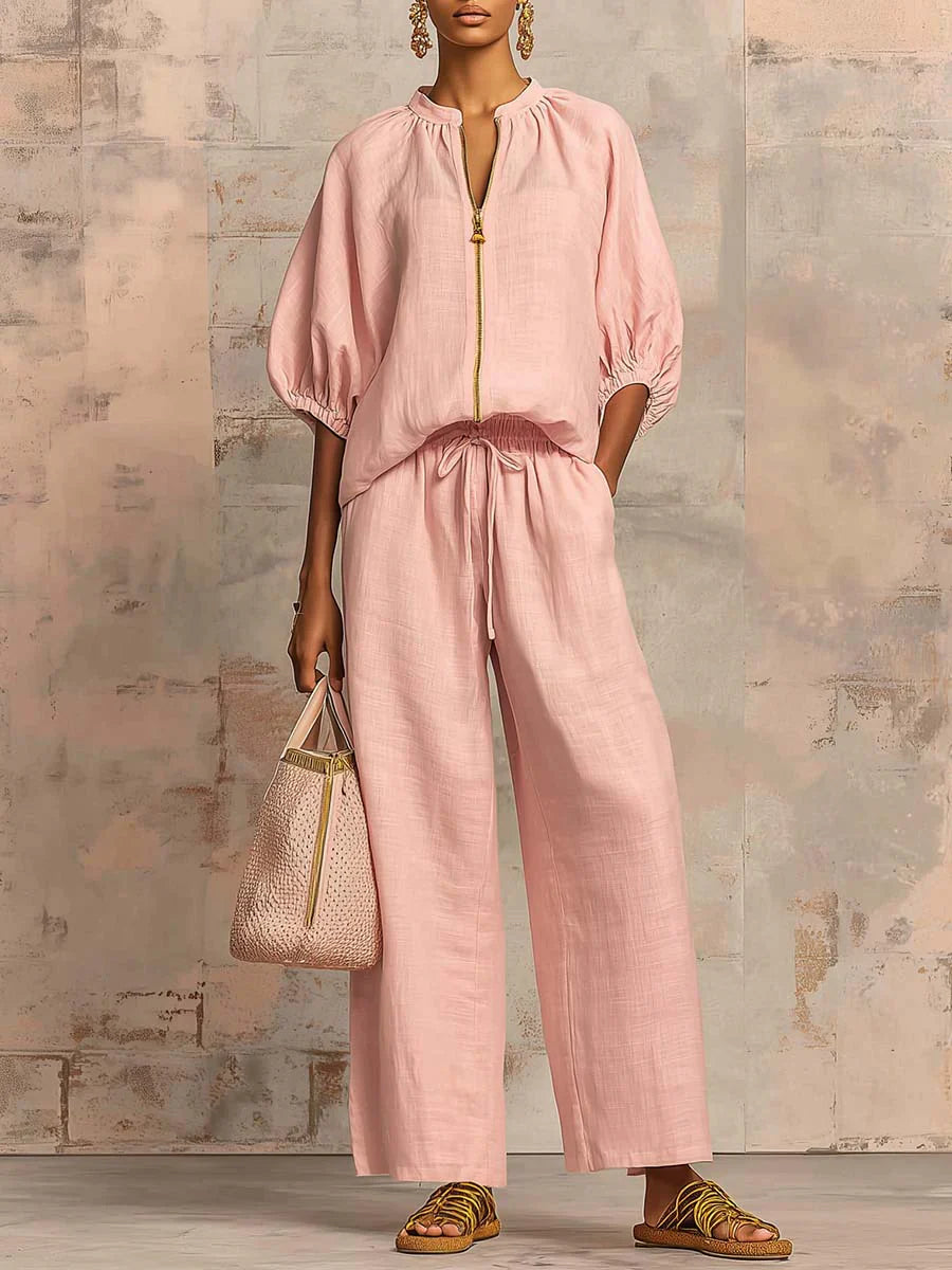 Dawn | Set due pezzi: camicia dal taglio morbido e pantaloni a gamba larga