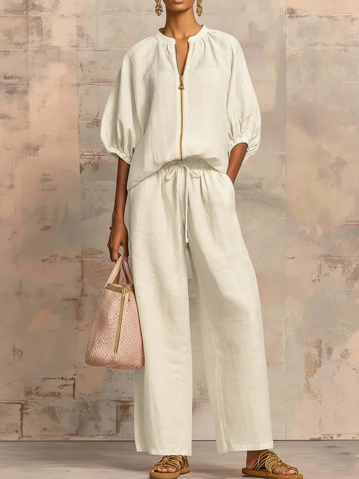 Dawn | Set due pezzi: camicia dal taglio morbido e pantaloni a gamba larga