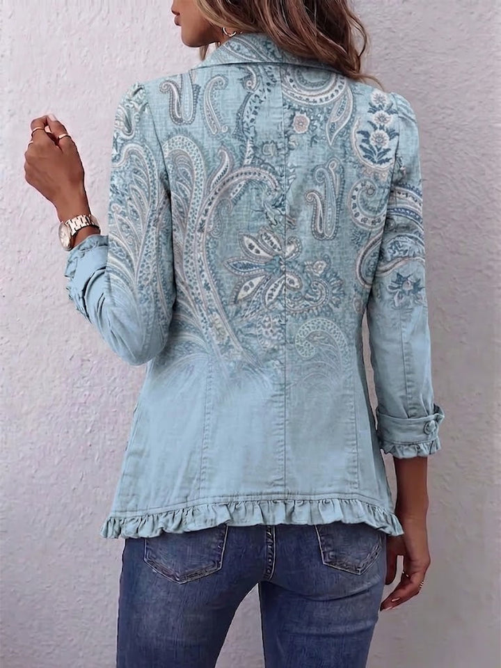 Teresina | Chaqueta vintage con estampado de cachemira y volantes