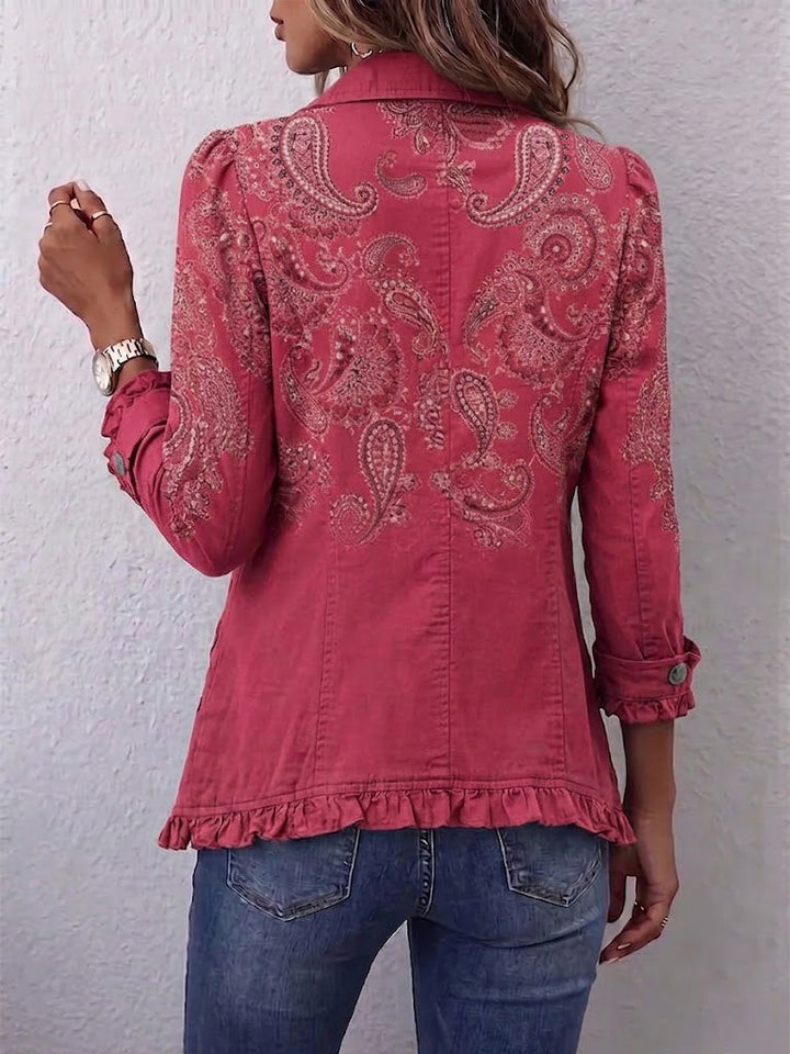 Agnese | Pink Paisley Jacket with Ruffles