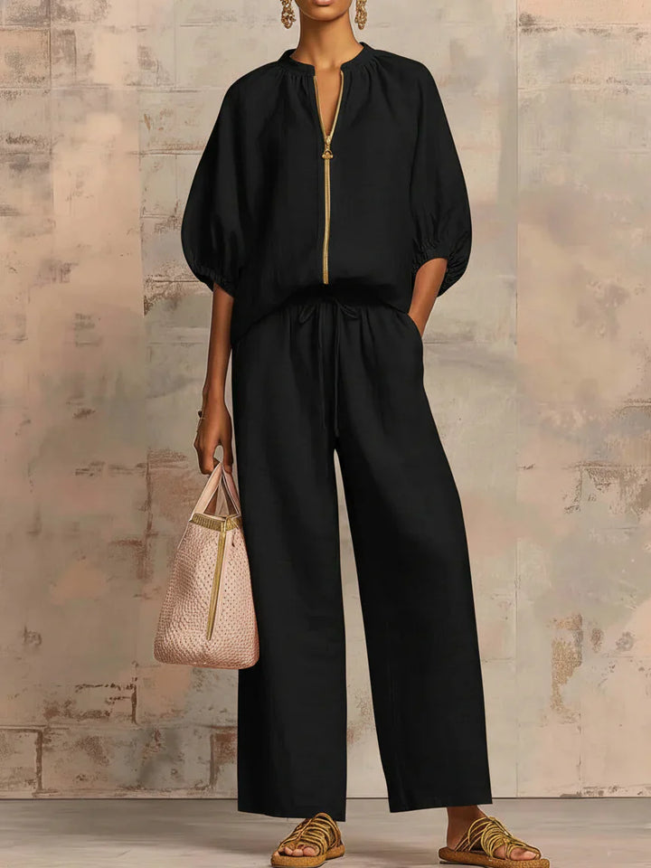 Dawn | Set due pezzi: camicia dal taglio morbido e pantaloni a gamba larga