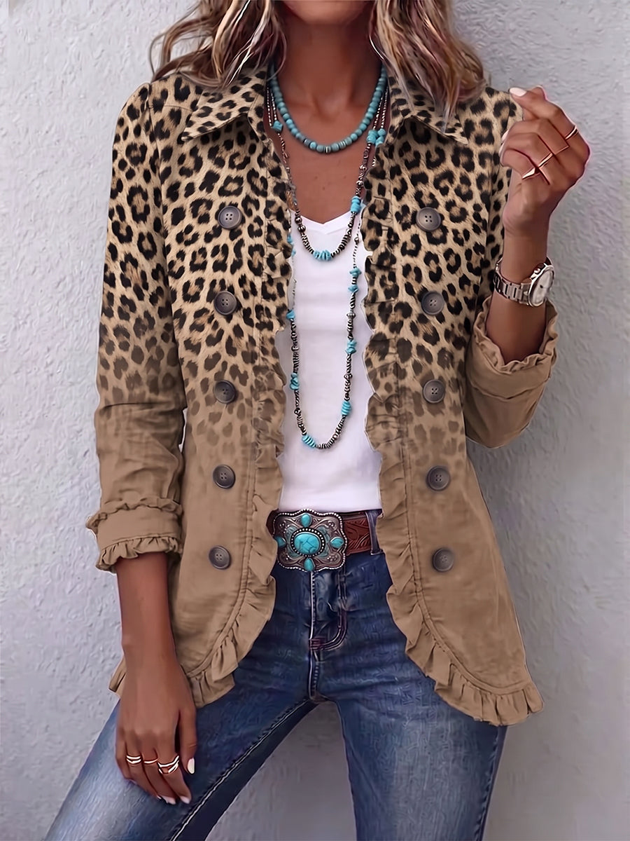 Silvana | Veste motif léopard ombré à volants