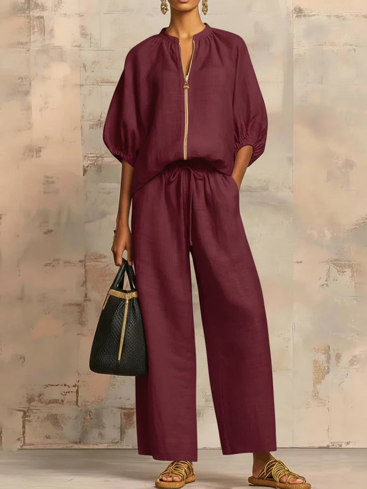 Dawn | Set due pezzi: camicia dal taglio morbido e pantaloni a gamba larga