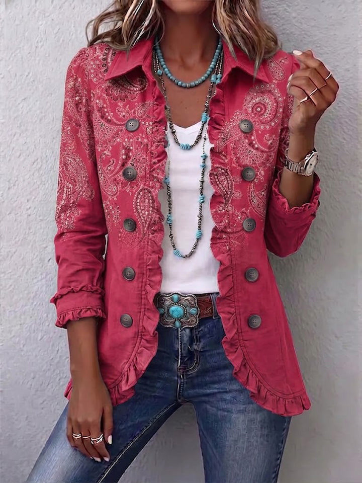 Agnese | Pink Paisley Jacket with Ruffles