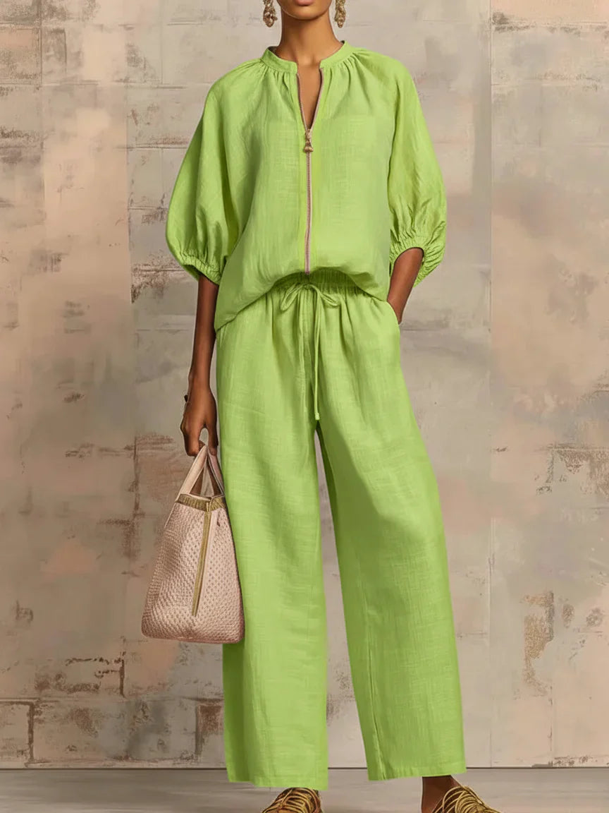 Dawn | Set due pezzi: camicia dal taglio morbido e pantaloni a gamba larga