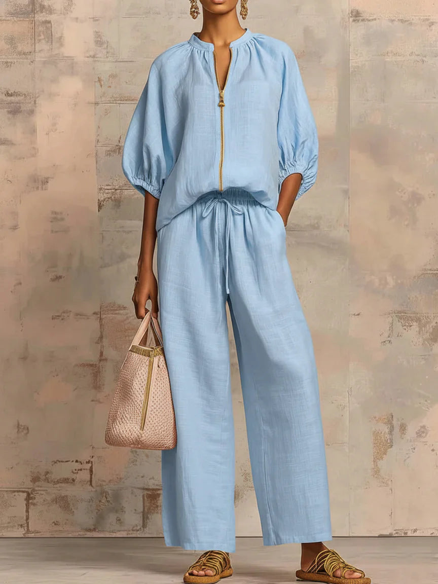 Dawn | Set due pezzi: camicia dal taglio morbido e pantaloni a gamba larga