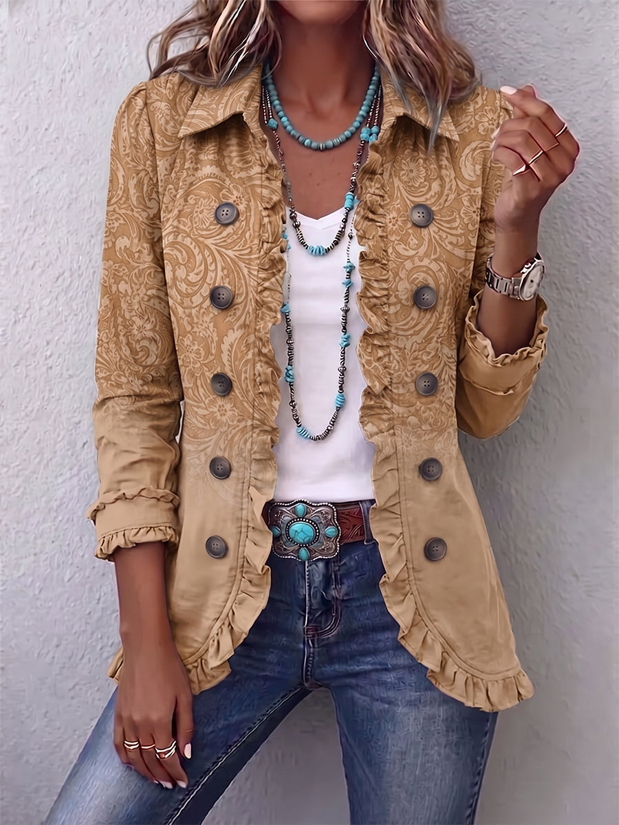 Palmira | Jacke mit geprägtem Muster und Rüschen