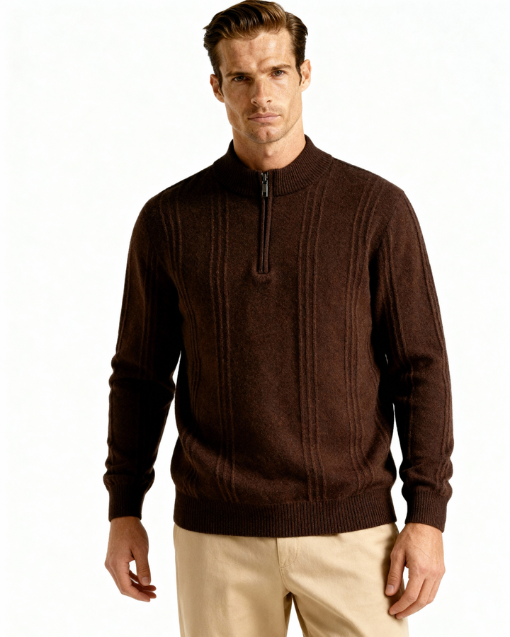 Kaschmirpullover mit halbem Reißverschluss | Premium-Komfort