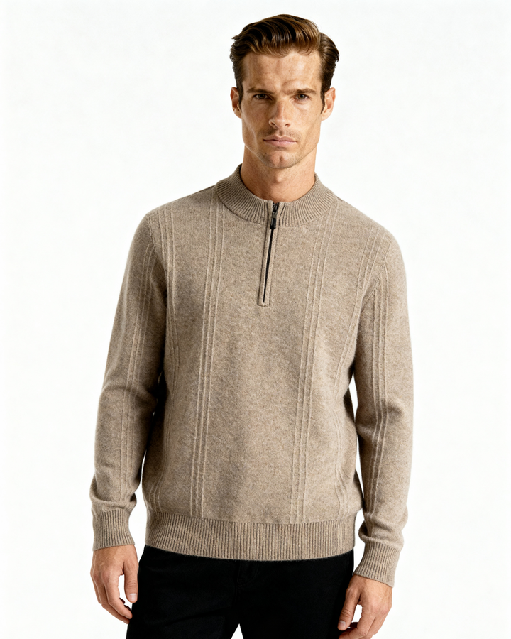 Kaschmirpullover mit halbem Reißverschluss | Premium-Komfort