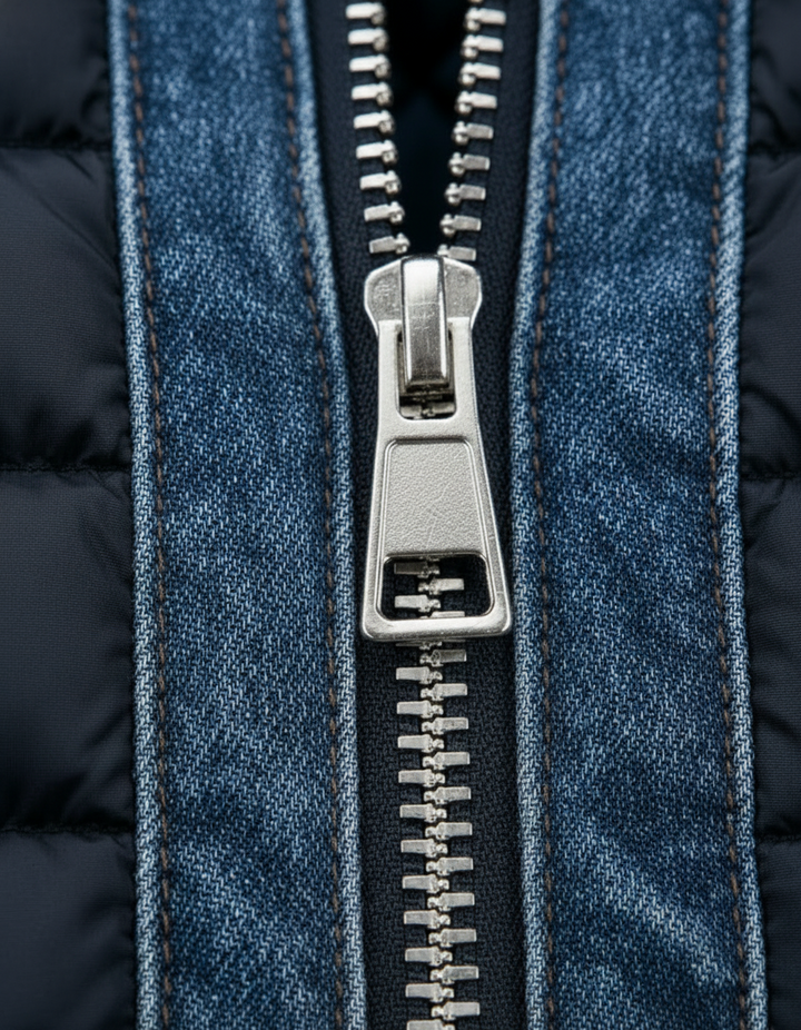 Veste hybride matelassée aspect denim pour homme