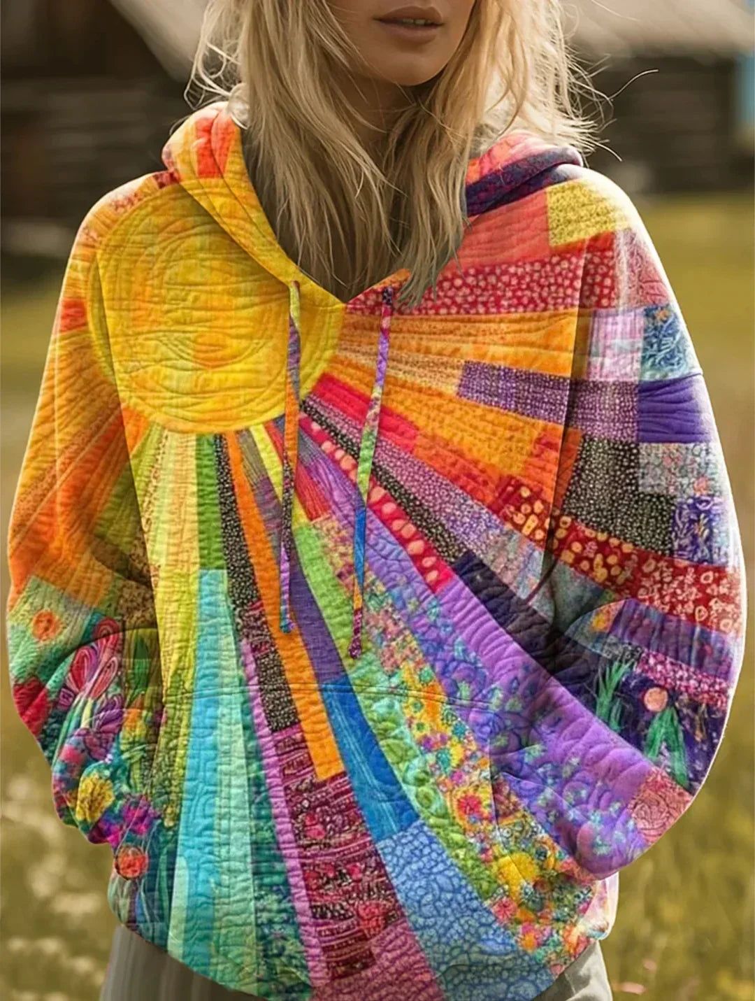 Aurora | Mehrfarbiger Patchwork-Hoodie