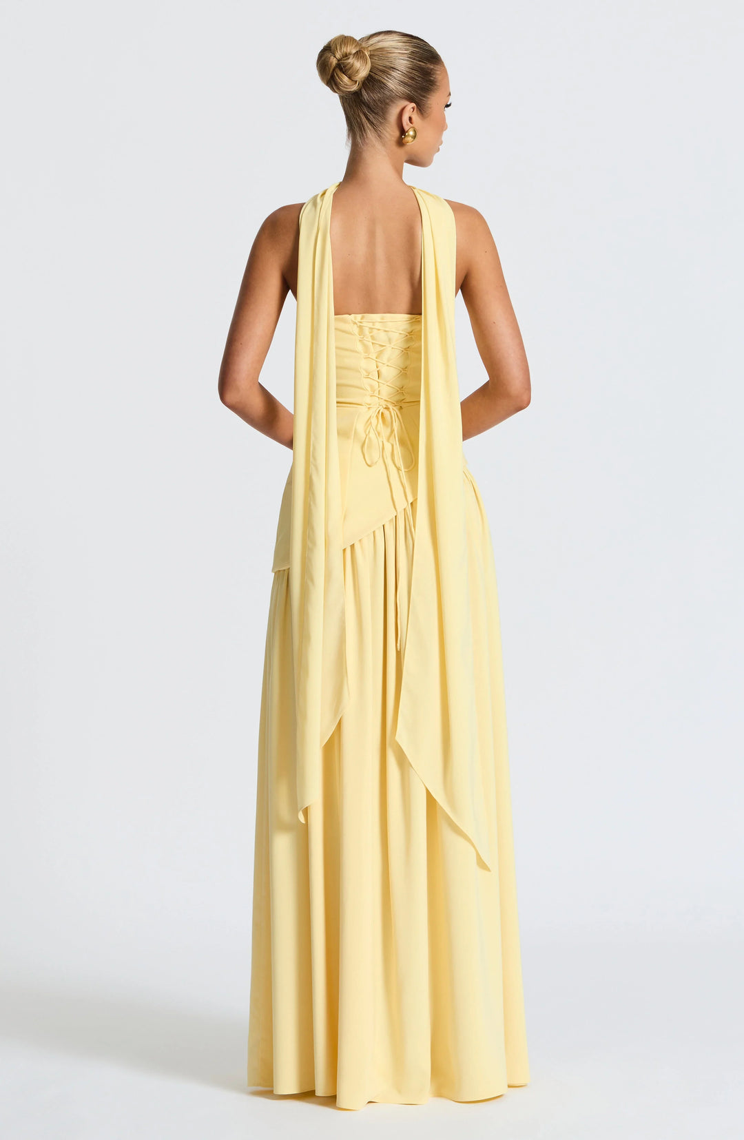 Abito Bustier con Foulard e Fessura Alta