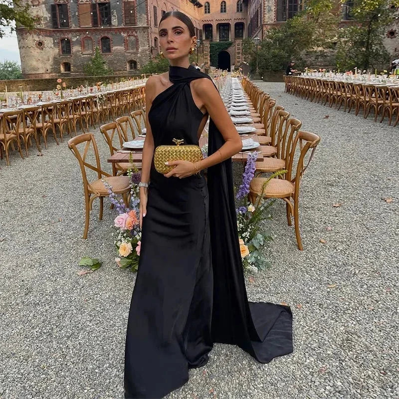Abito Rosso Vino con Bretella Unica