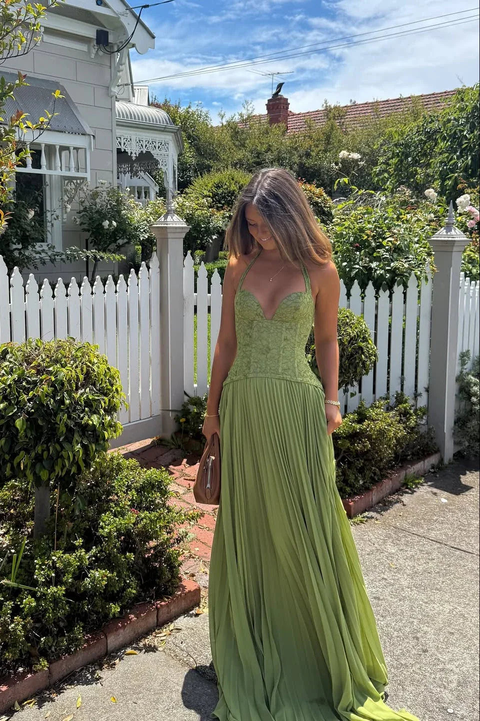 Abito Verde con Corsetto