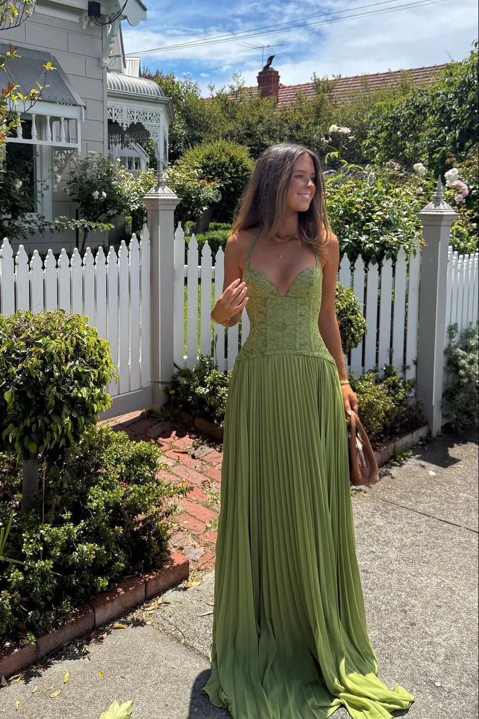 Abito Verde con Corsetto
