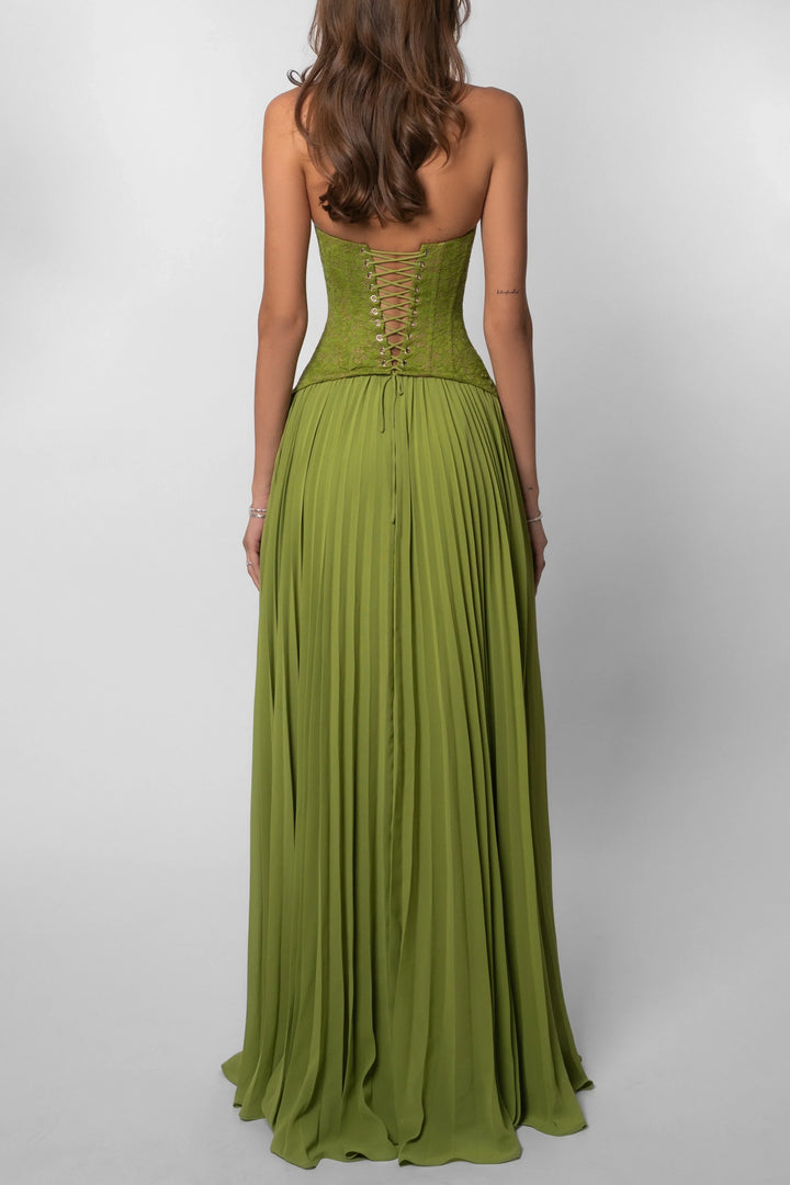 Abito Verde con Corsetto