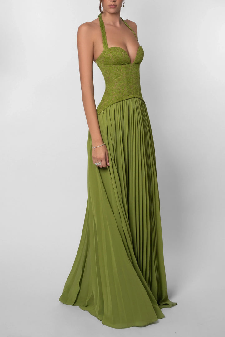 Abito Verde con Corsetto