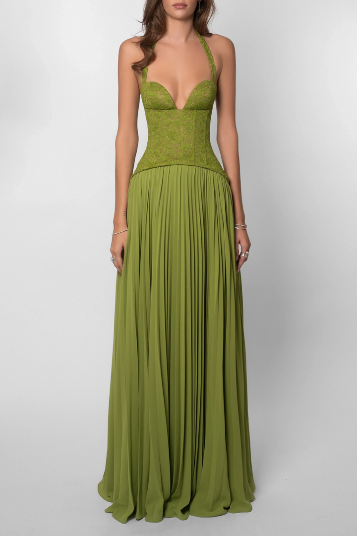 Abito Verde con Corsetto