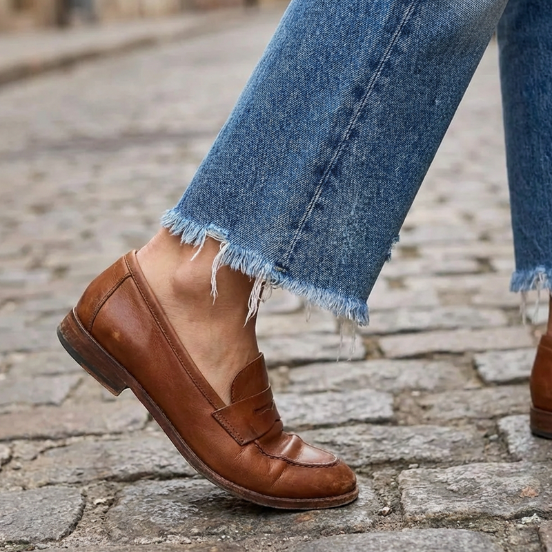 Vaqueros cortos rectos de estilo retro para mujer