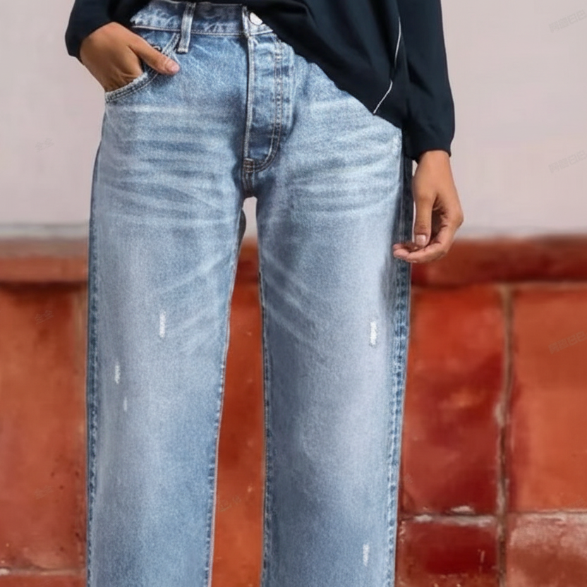 Vaqueros cortos rectos de estilo retro para mujer