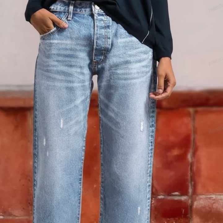 Vaqueros cortos rectos de estilo retro para mujer