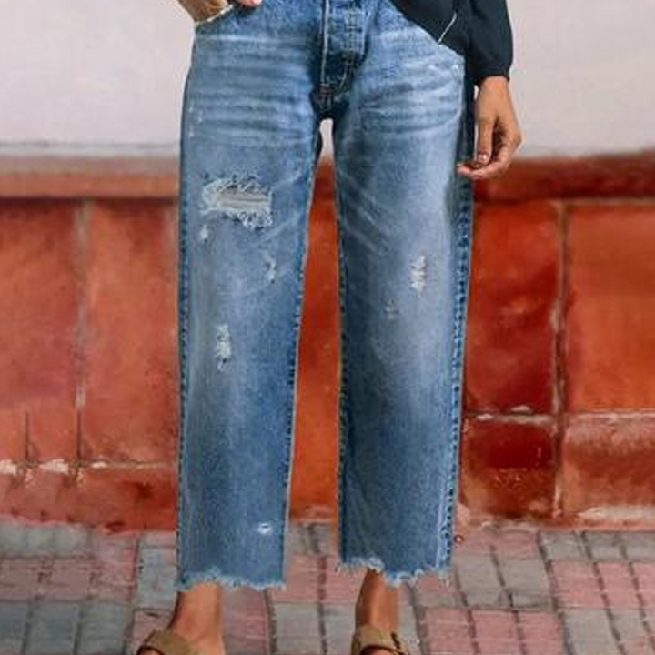 Vaqueros cortos rectos de estilo retro para mujer